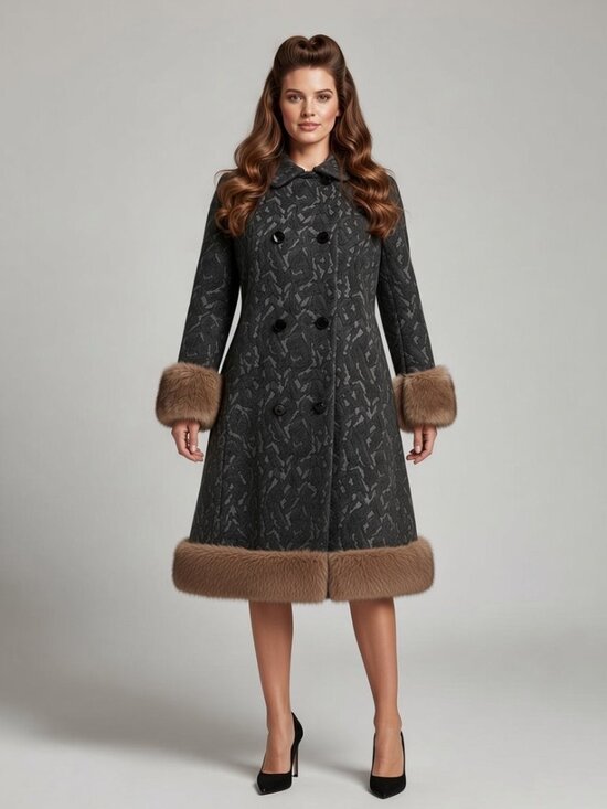 creations by armand Jackets & Blazers - 1960s Double‑Breasted Wool Jacquard Evening Coat w/ Mink Trim – Armand Paris NY